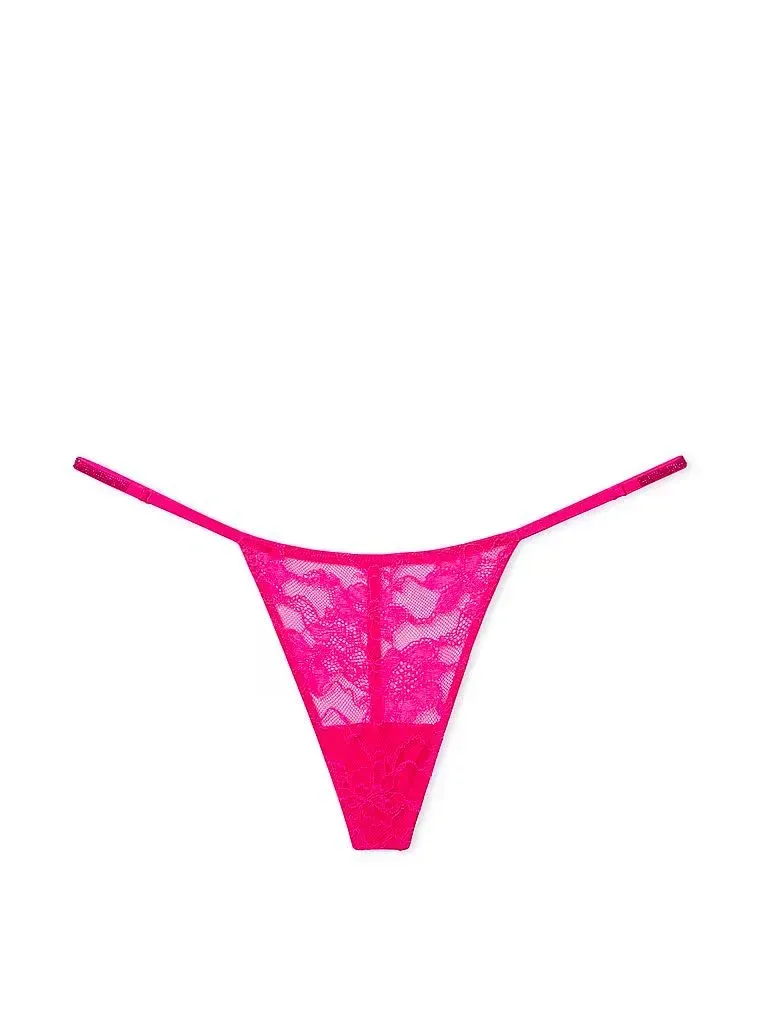 Труси Victoria's Secret Starstruck Shine Strap Lace V-String Panty L Рожевий (27922772)