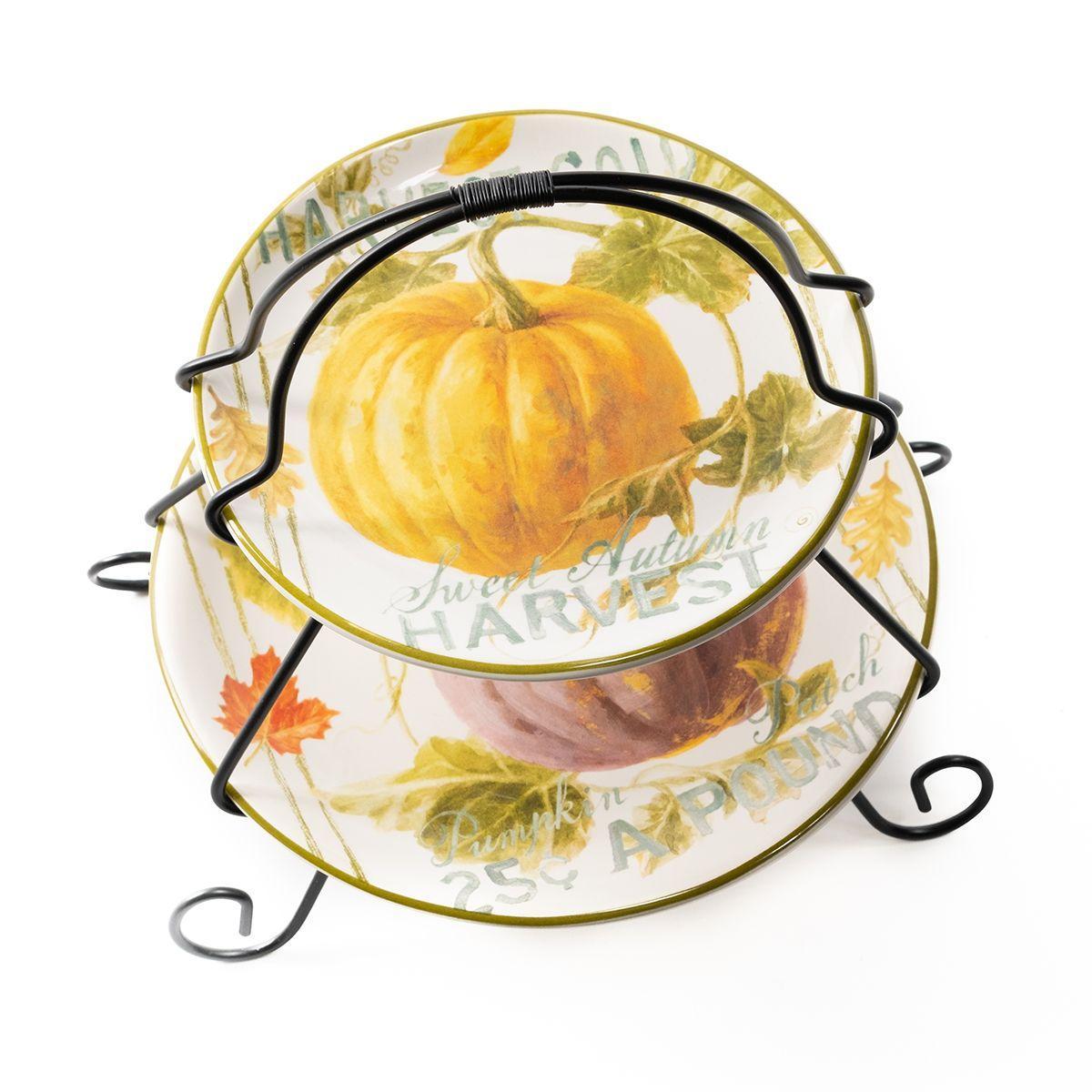 Фруктовница двухъярусная Certified International из керамики Осенний урожай 23/18 см (37252) - фото 3