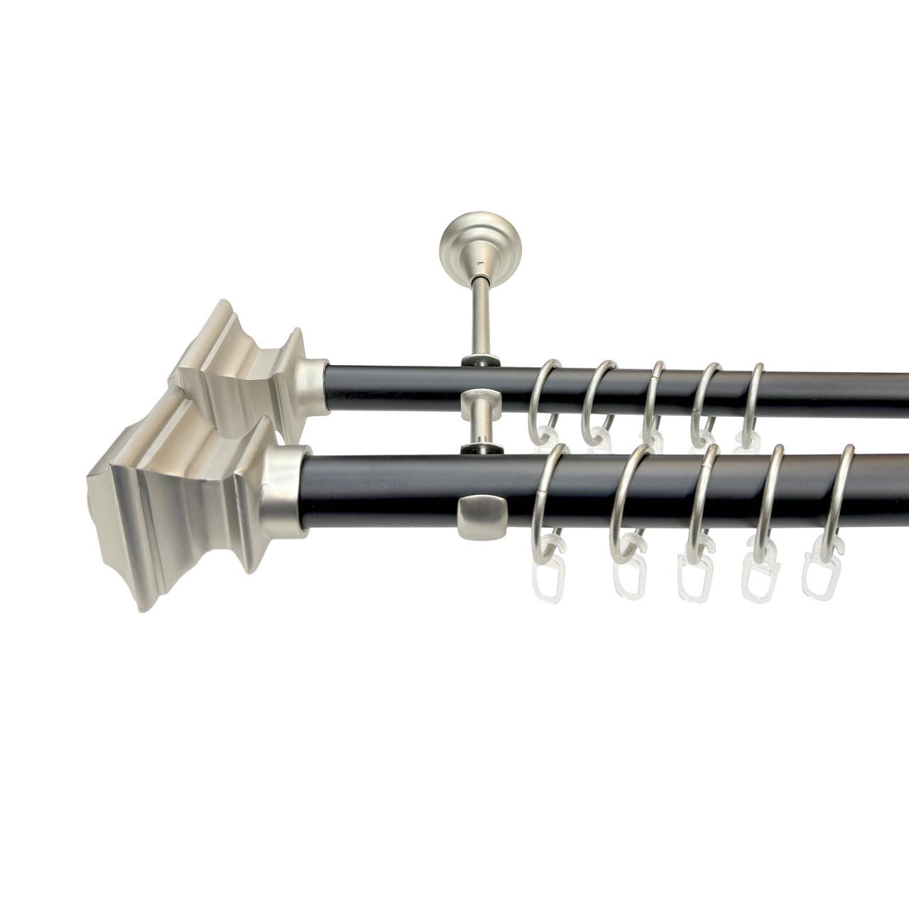 Карниз для штор Orvit Борджеза-Борджеза двухрядный 25/19 мм 160 см Черный/Сатин (009-1098)