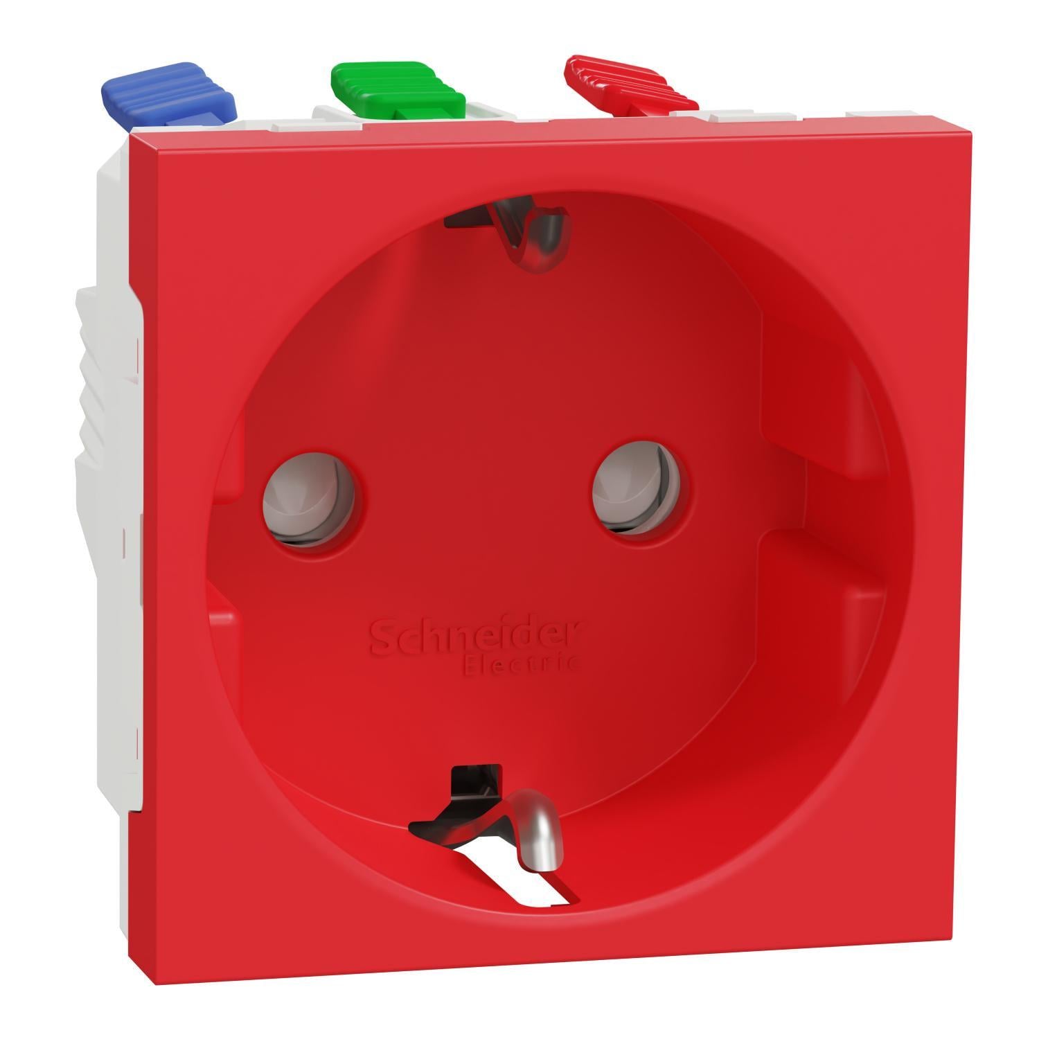 Розетка Schneider Electric Unica New з клемами/шторками 16А Червоний (NU305703) Розетка Schneider Electric Unica New з клемами/шторками 16А Червоний (NU305703)