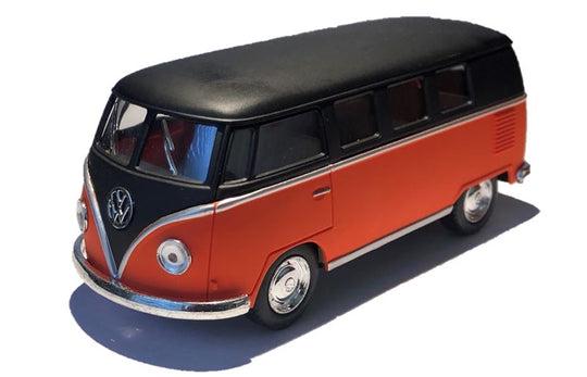KINSMART Modello Volkswagen Bus 1962 Scala 1/32 - Die-Cast Rosso, Pull-Back, Porte Apribili, Collezionismo