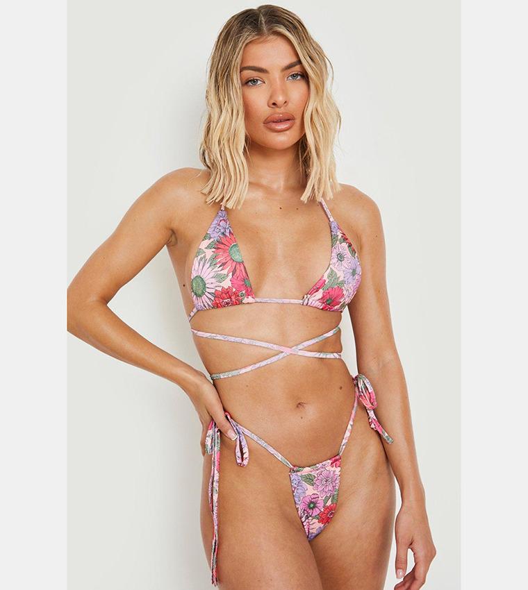 Купальные трусики Boohoo GZZ09557 Цветы р. 36 Розовый