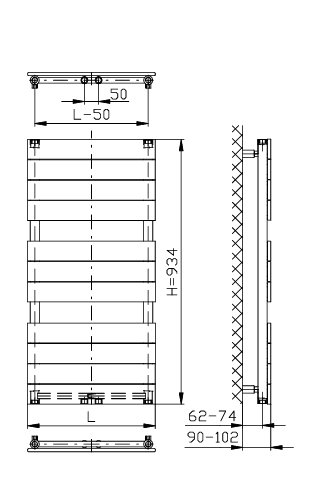 Полотенцесушитель водяной TRINNITY FLAT 479W 450/934 мм Черный матовый (SW-108760) - фото 2 Полотенцесушитель водяной TRINNITY FLAT 479W 450/934 мм Черный матовый (SW-108760) - фото 2