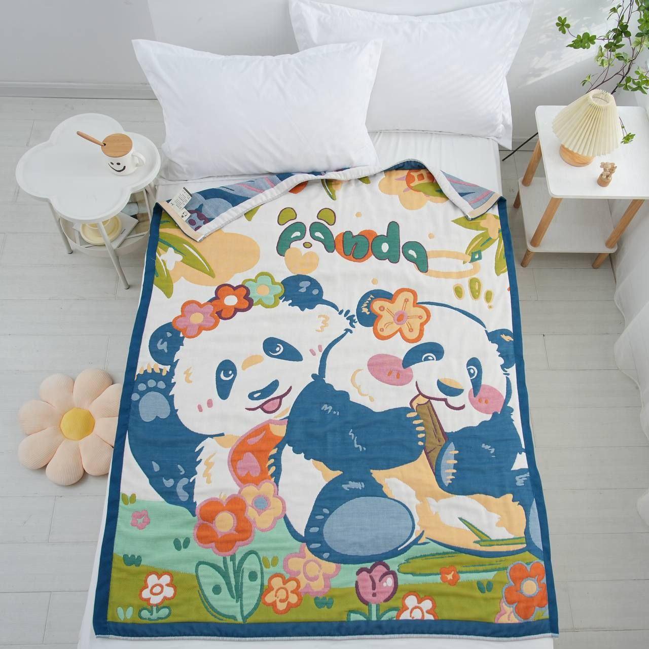 Покрывало муслиновое двустороннее Malloory Home Панды 120x150 см (881)