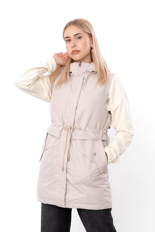 Жилетка демісезонна жіноча полубатал з капюшоном Носи Своє р. 54 Бежевий (14268) - фото 2