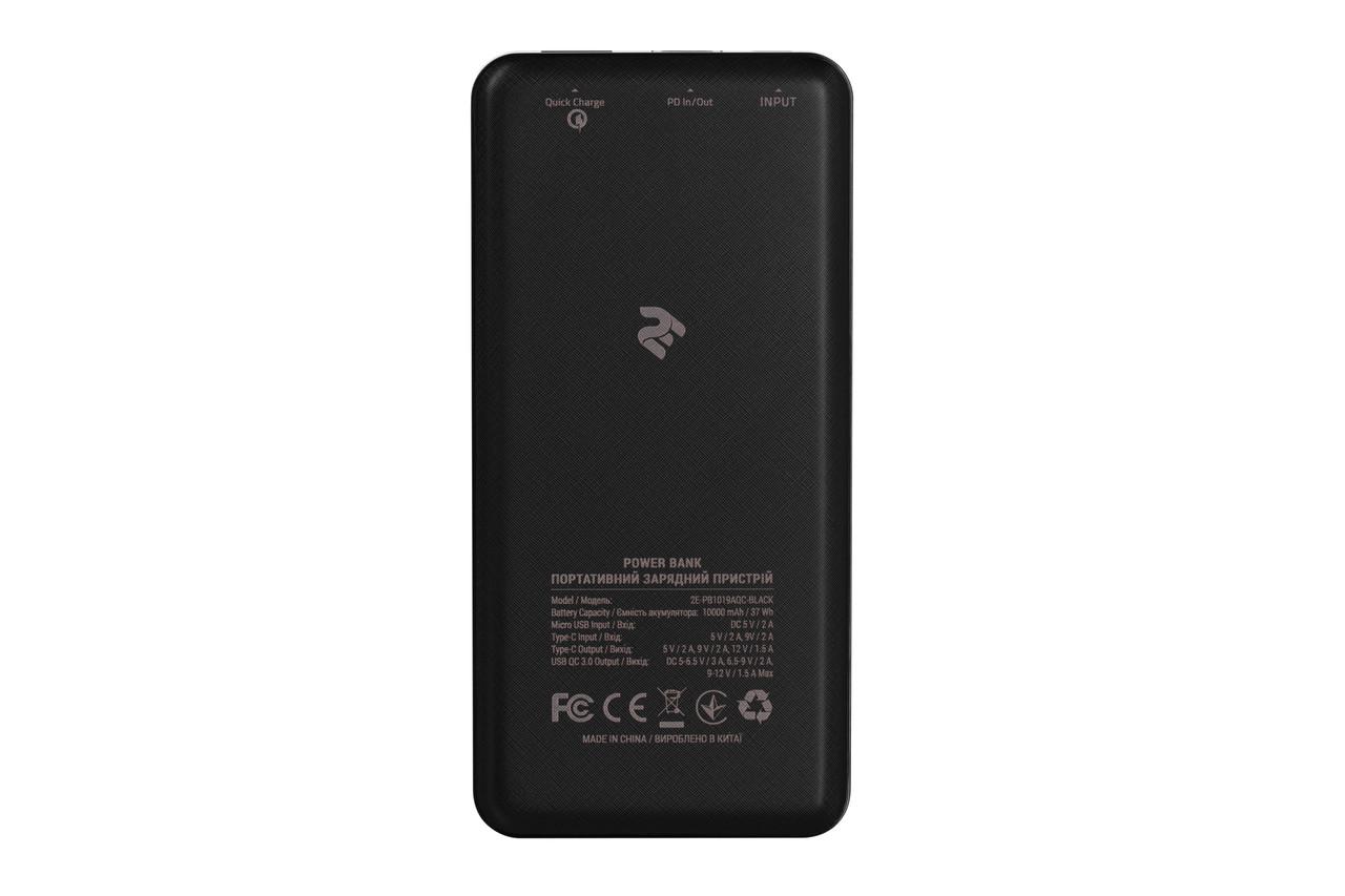 УМБ Power Bank для телефону 2Е 10000 мАг Чорний (2E-PB1019AQC-BLACK) - фото 3