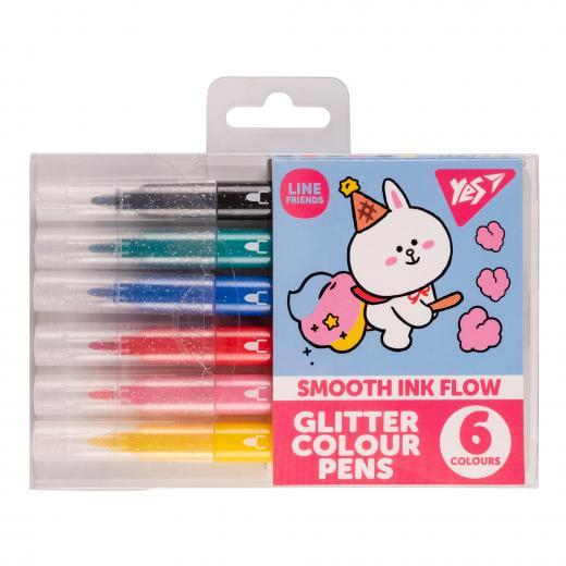 Фломастери Yes Line Friends 6 кольорів гліттер (MTT-190057) Фломастери Yes Line Friends 6 кольорів гліттер (MTT-190057)