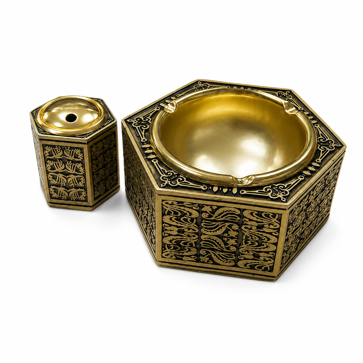 Набор подарочный Ashtray XL-0414 2в1 Восточная Роскошь металлическая пепельница и многоразовая зажигалка газовая (12951)