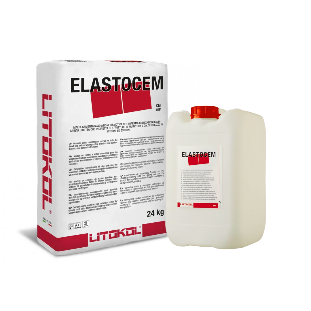 Гидроизоляция двухкомпонентная эластичная Litokol ELASTOCEM A+B 24+8 кг (ELST0024+ELST0008)