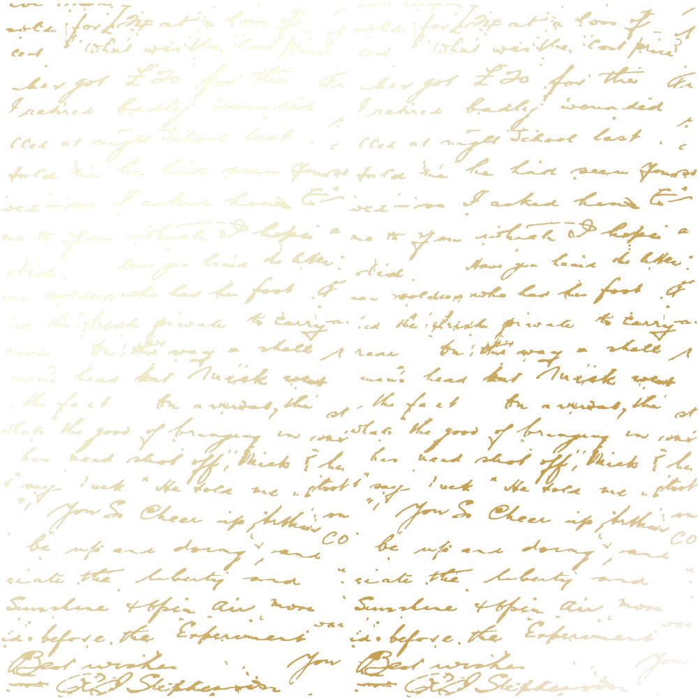 Лист бумаги односторонний Golden Text с фольгированием 30,5х30,5 см White