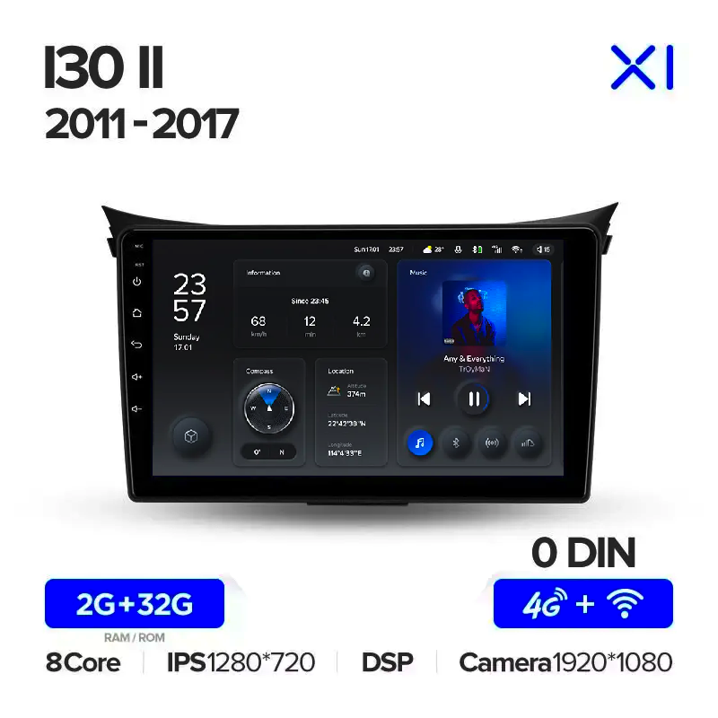 Автомагнитола штатная Teyes для Hyundai i30 II 2011-2017 Android X1 2/32G Wi-Fi/4G - фото 2 Автомагнитола штатная Teyes для Hyundai i30 II 2011-2017 Android X1 2/32G Wi-Fi/4G - фото 2