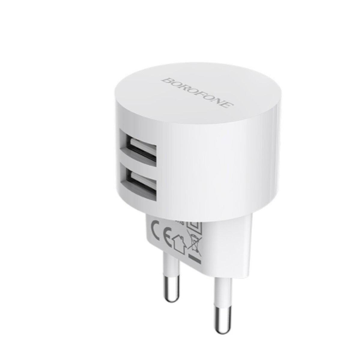 Пристрій мережевий зарядний Borofone BA23A Brilliant dual port charger White