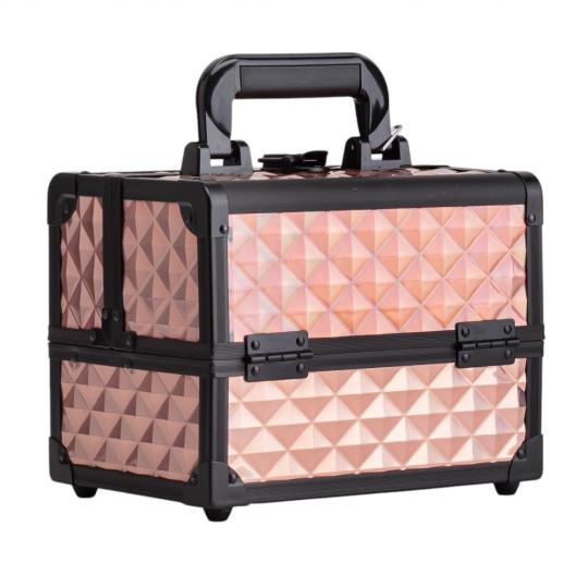 Ящик для косметики Elisey Красота в деталях с зеркалом 24,5х19 см Розовый с черным (135-81-9205-026)