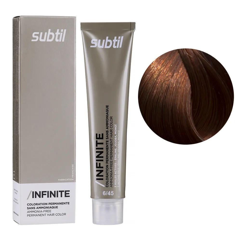 Крем-краска безаммиачная для волос Subtil Infinite Permanent Hair Color 6.45 Темный блондин медный красное дерево 60 мл