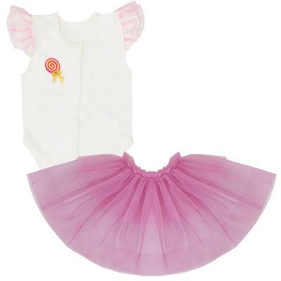 Боди с юбкой детское хлопковое для девочки на кнопках Gabbi BD-19-12 Радуга 62 см Молочный (11640)