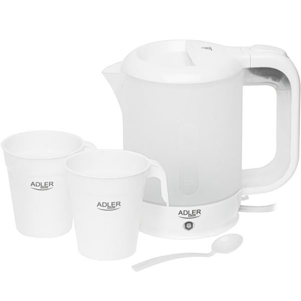 Электрочайник дорожный Adler AD 1381 900W 0,5 л 2 чашки/ложка White (AD1381) Электрочайник дорожный Adler AD 1381 900W 0,5 л 2 чашки/ложка White (AD1381)