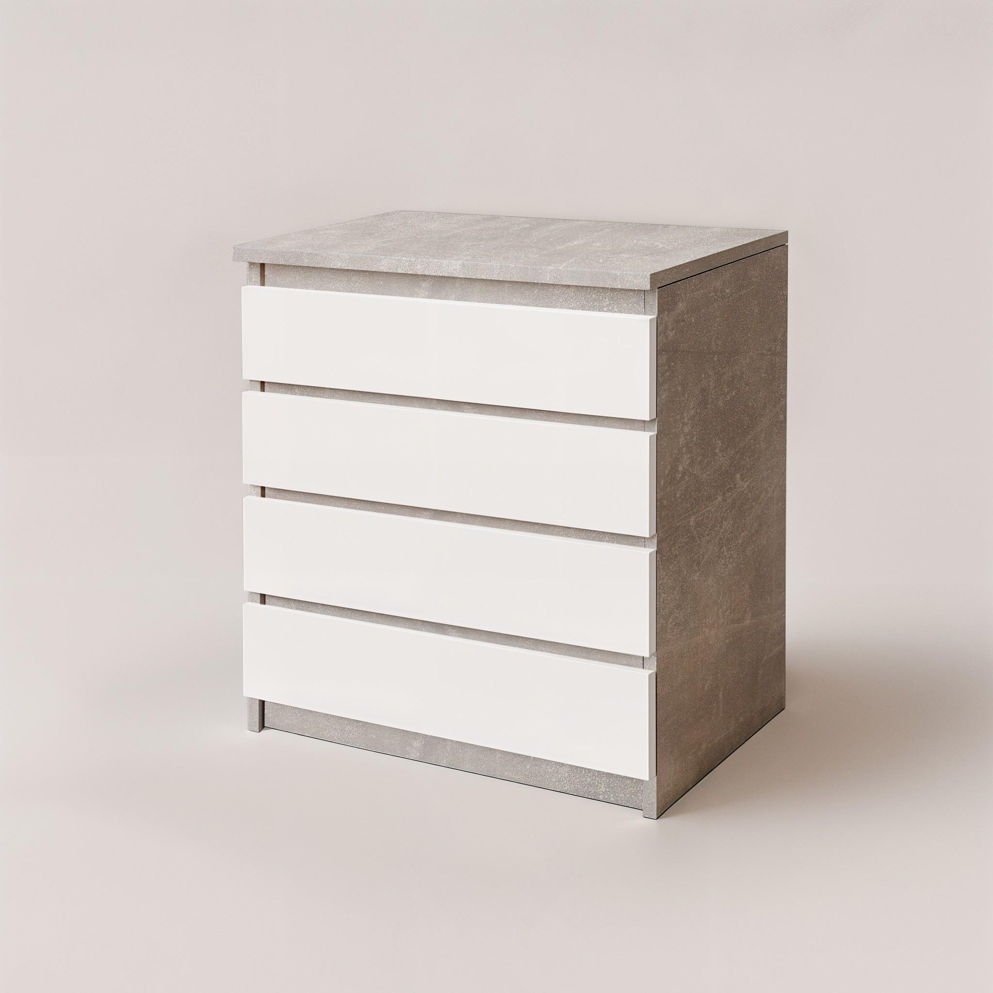 Комод на 4 шухляди без ручок Kvatro 700х380х860 мм Бетон/Білий - фото 2
