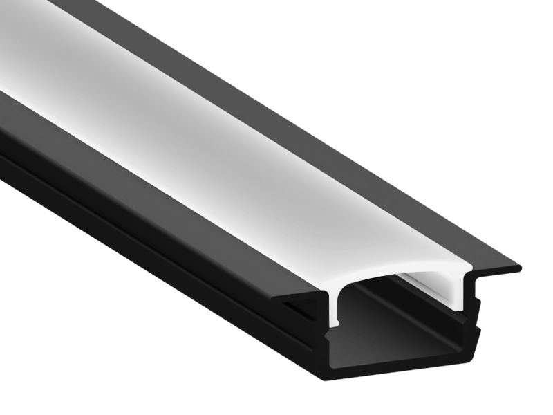 Профиль алюминиевый LEDUA АЛ-01-2 с рассеивателем для LED ленты врезной 2 м Черный (8013)