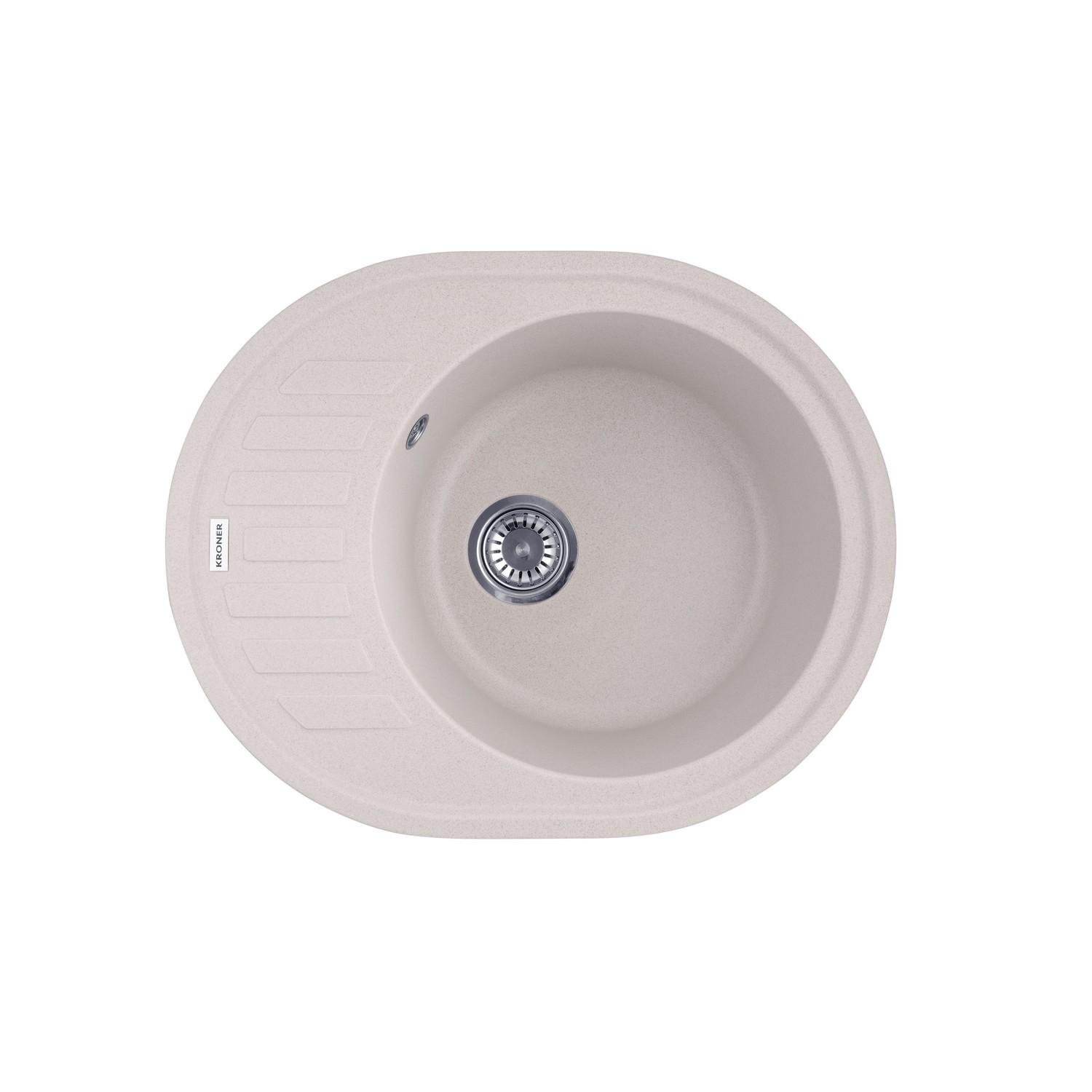 Мойка кухонная Kroner CV027414 гранитная овальная 620x500 мм Бежевый (139385)