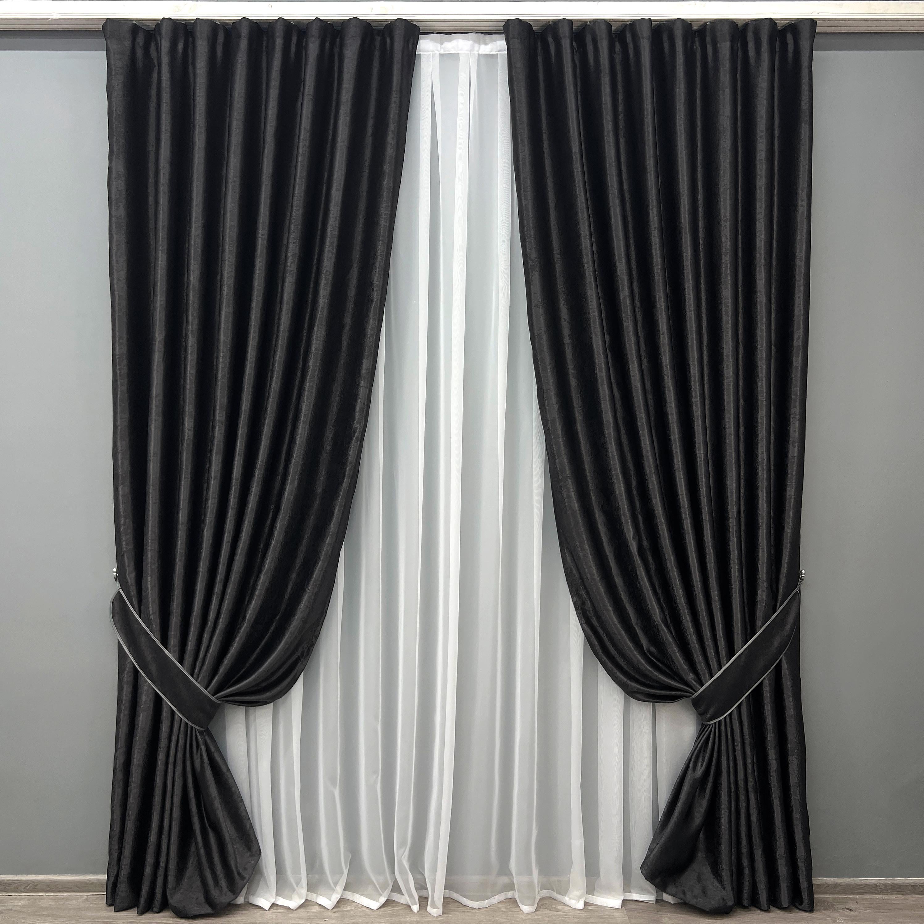 Комплект готовых штор VR-Textil Софт №2024ш 200х270 см 2 шт. Антрацит (32-423)