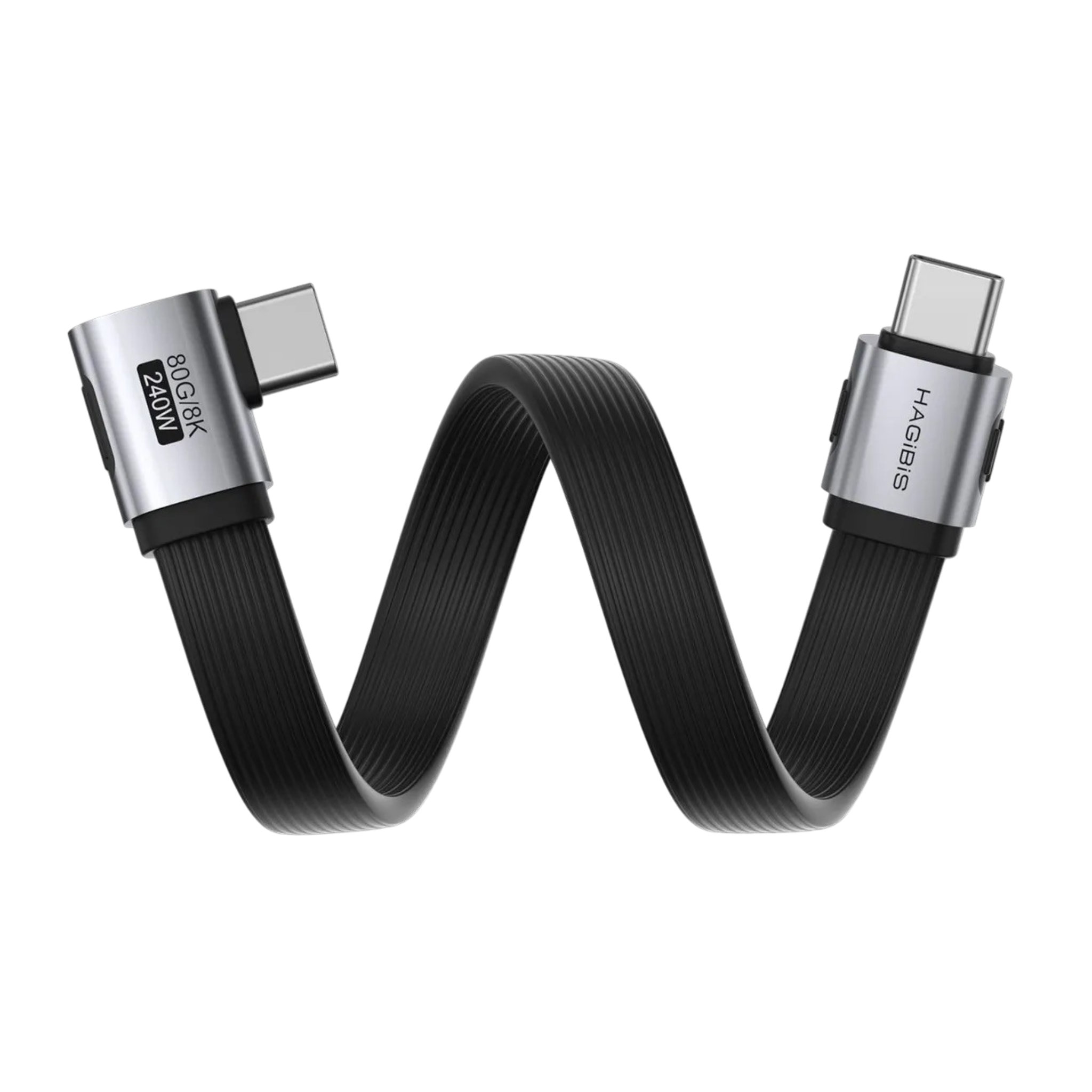 Кабель USB-C HAGiBiS USB4 V2.0 с Type-C кабелем/быстрой зарядкой 240W и передачей данных 80Gbps видео 8K/60Hz 25 см (001244)