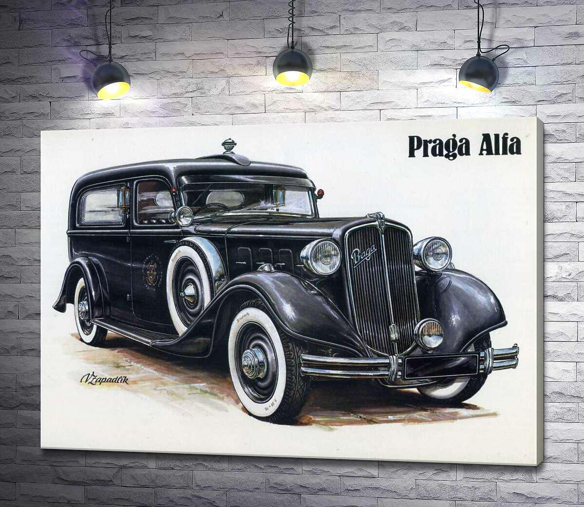 Картина ArtPoster Ретро-автомобиль Praga Alfa цвета черного оникса 100x71 см Модуль №1 (000487)