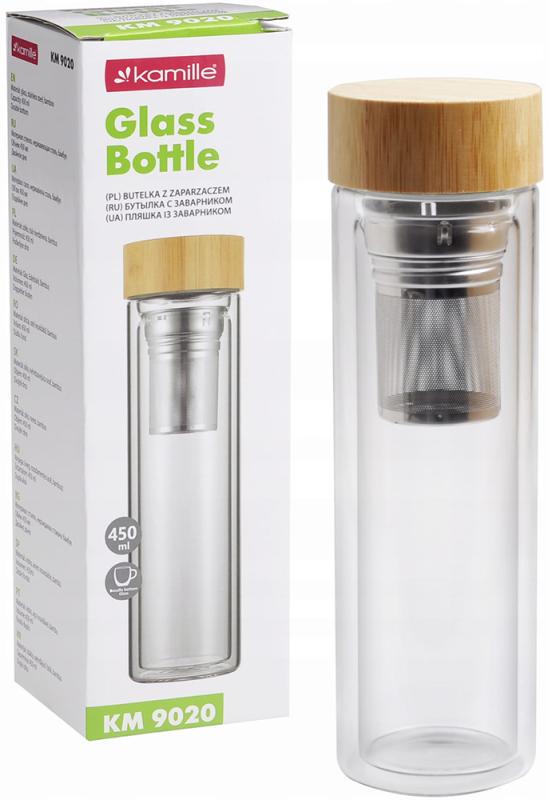 Пляшка скляна Kamille із заварником та подвійними стінками/бамбукова кришка 450 мл - фото 6 Пляшка скляна Kamille із заварником та подвійними стінками/бамбукова кришка 450 мл - фото 6