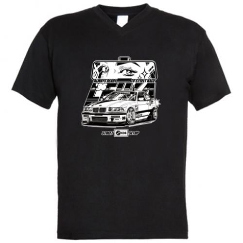 Футболка чоловіча з V-подібним вирізом BMW E36 L Чорний (17798820-2-203477-L)