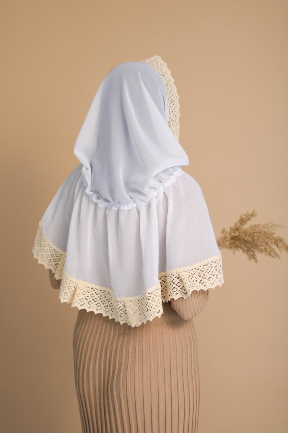 Палантин для храму на голову Білий (п020) - фото 6 Палантин для храму на голову Білий (п020) - фото 6