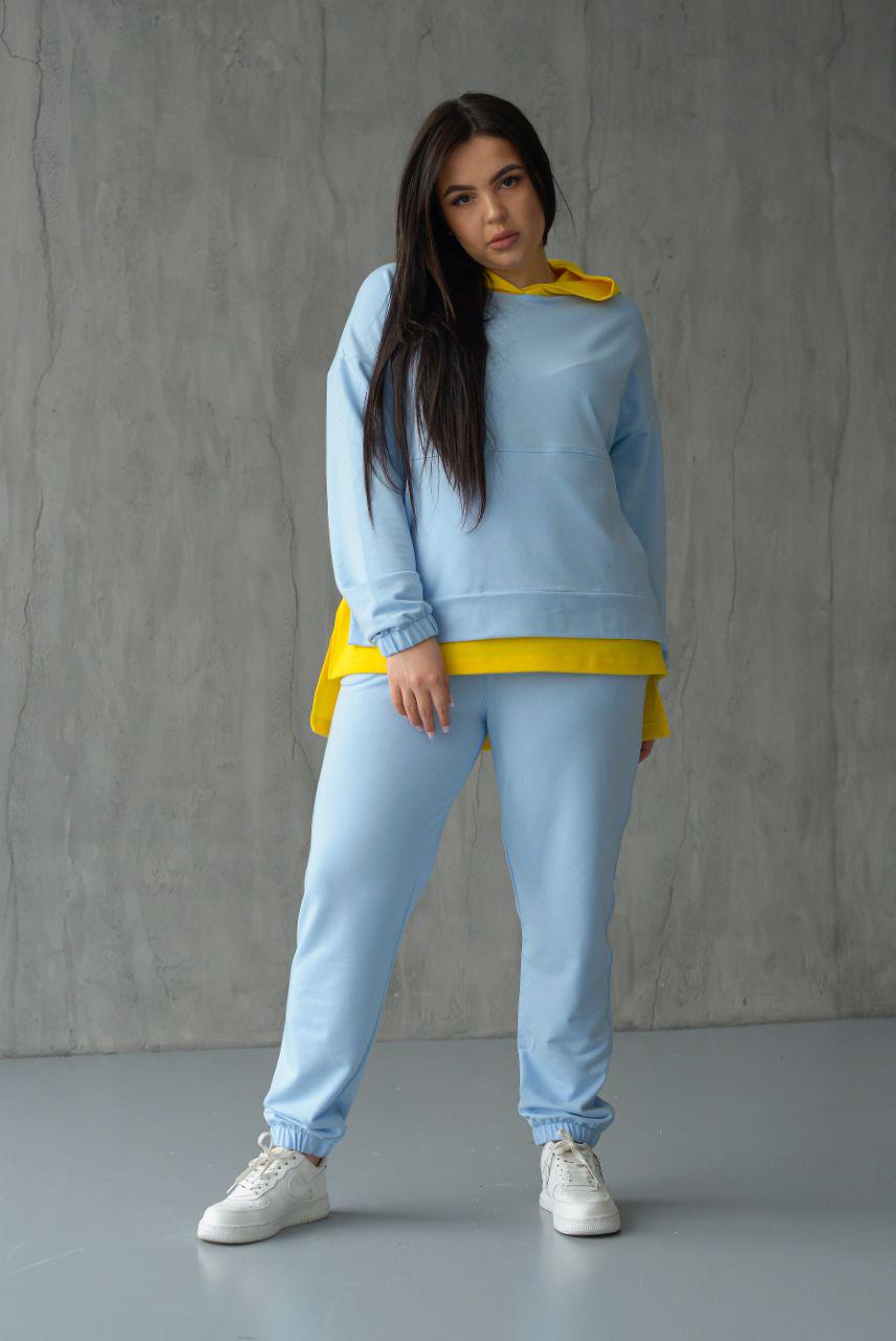 Костюм женский спортивный Имитация р. 56-58 Голубой (14-5224 12)