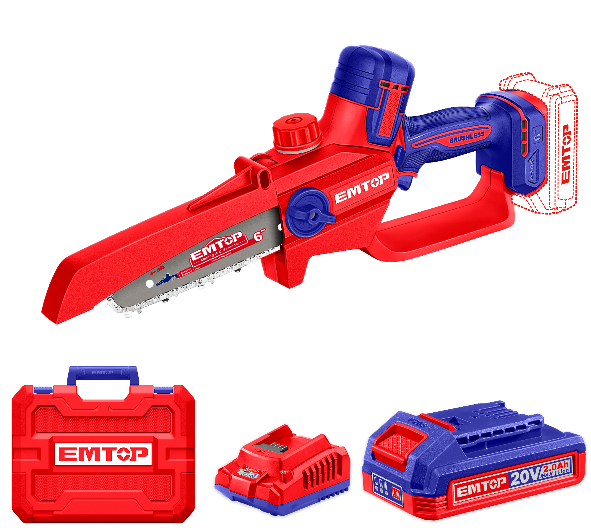 Мини-пила аккумуляторная EMTOP ELGA20662