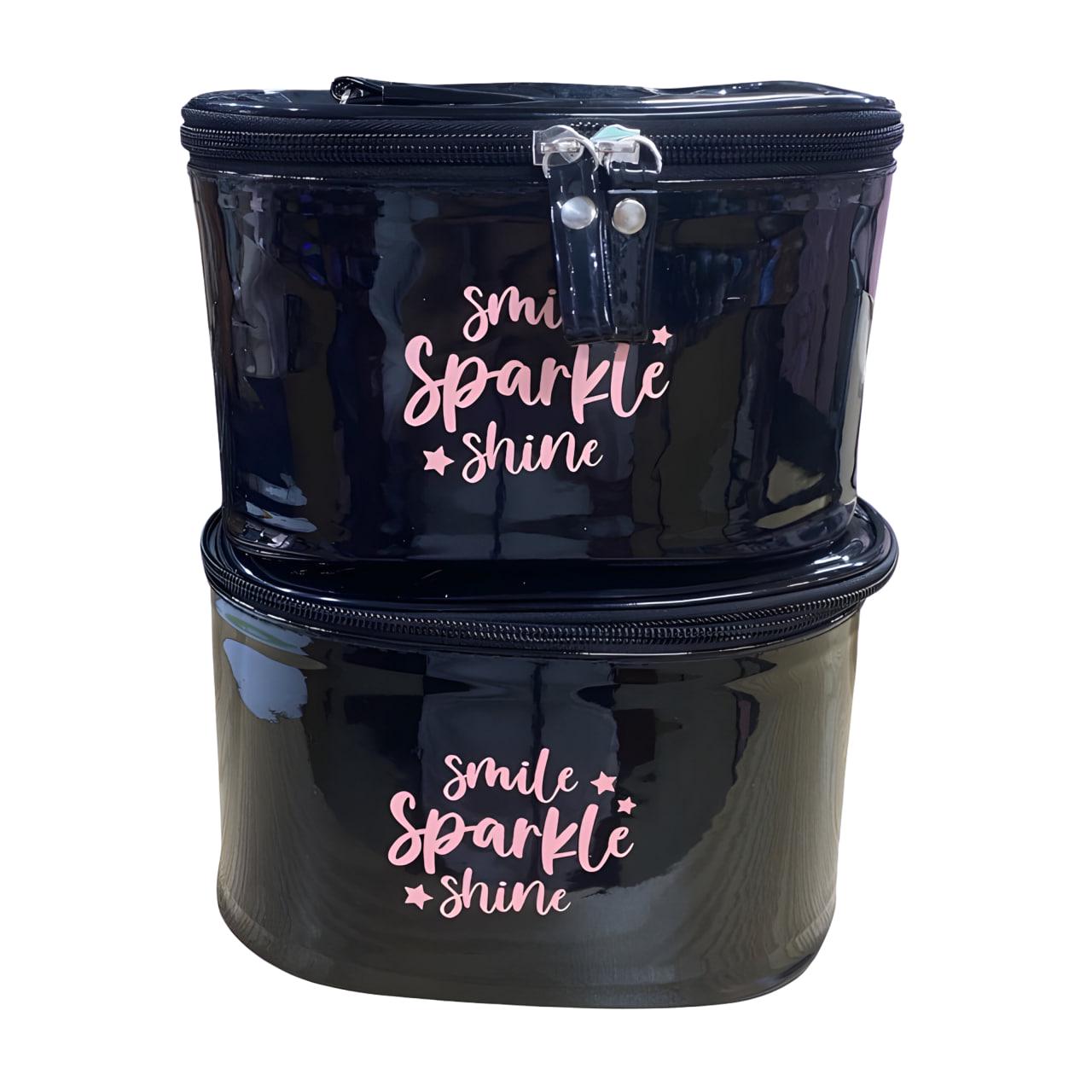 Набор косметичек 2в1 лаковые с принтом Черный (25-200)