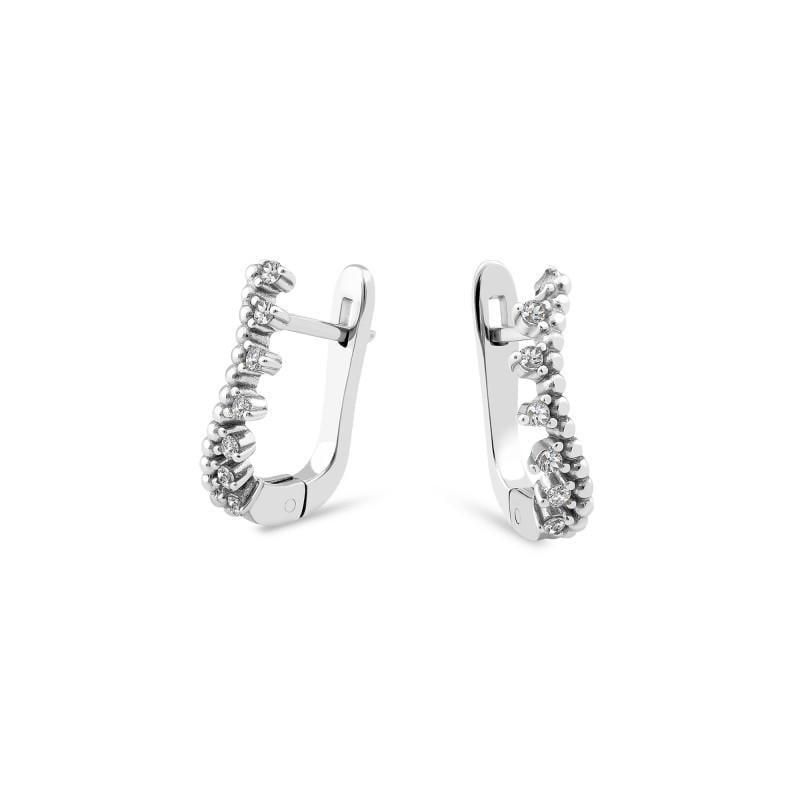 Серьги серебро белые камни родий 925° 2,95 г (937С)