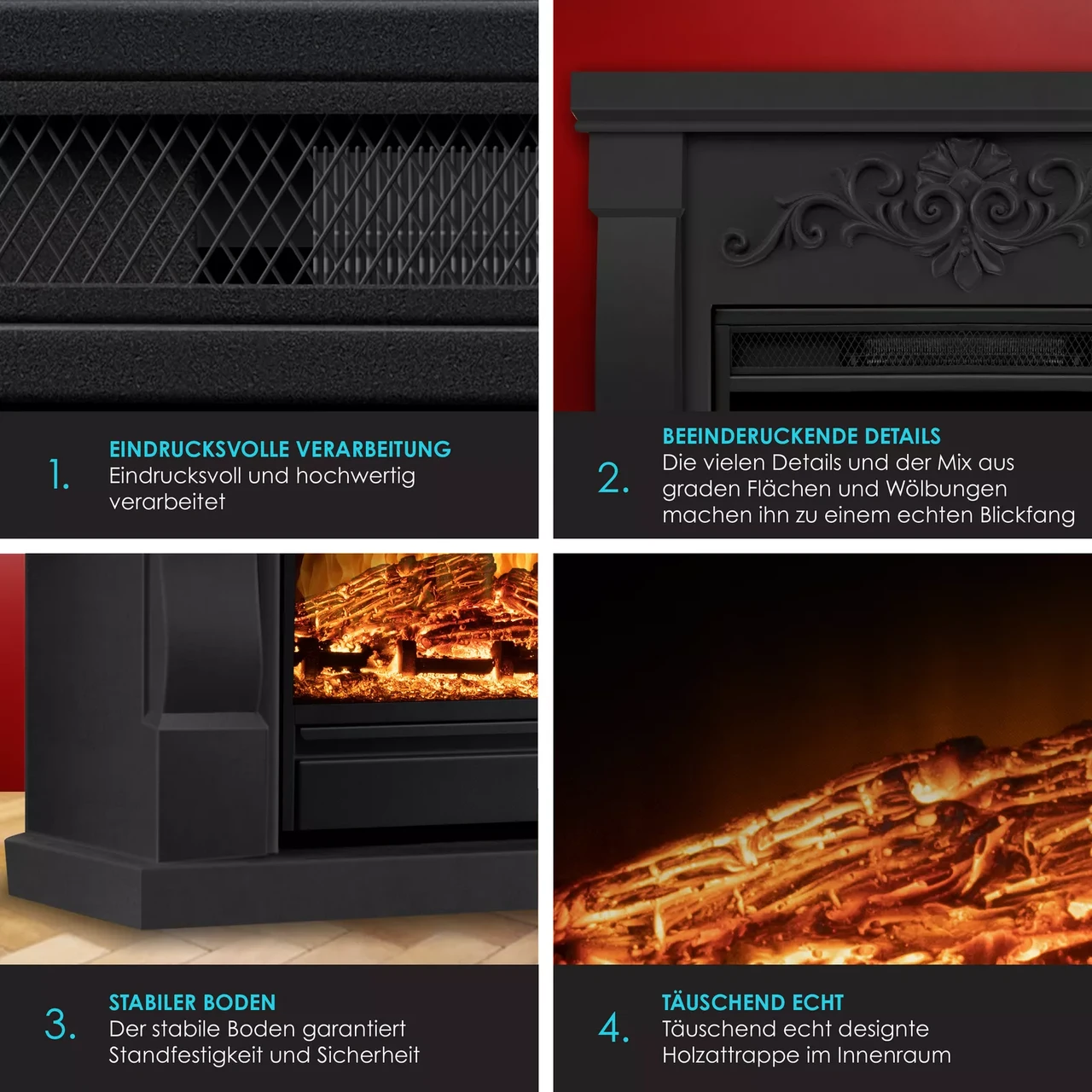 Електрокамін KESSER Німеччина 67,5x60x22,5 см Чорний (24386792) - фото 4