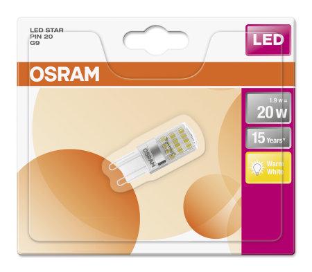 Лампа світлодіодна Osram S PIN 20 1,9W 230 V 200 lm 300° 2700K G9 (4058075811997) - фото 2