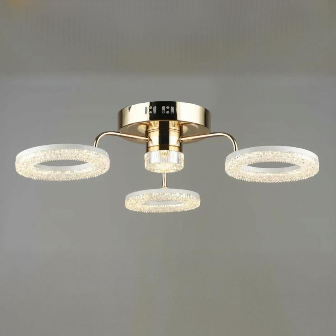 Люстра светодиодная Sirius на три плафона 35W 3000-6500К Бело-золотой (B YH1191/3+1 FGD+WT)