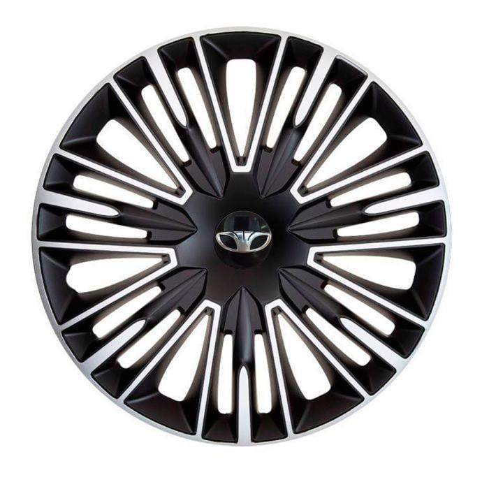 Колпаки для колес 4 Racing Jerez R15 с логотипом Daewoo 4 шт. Silver/Black