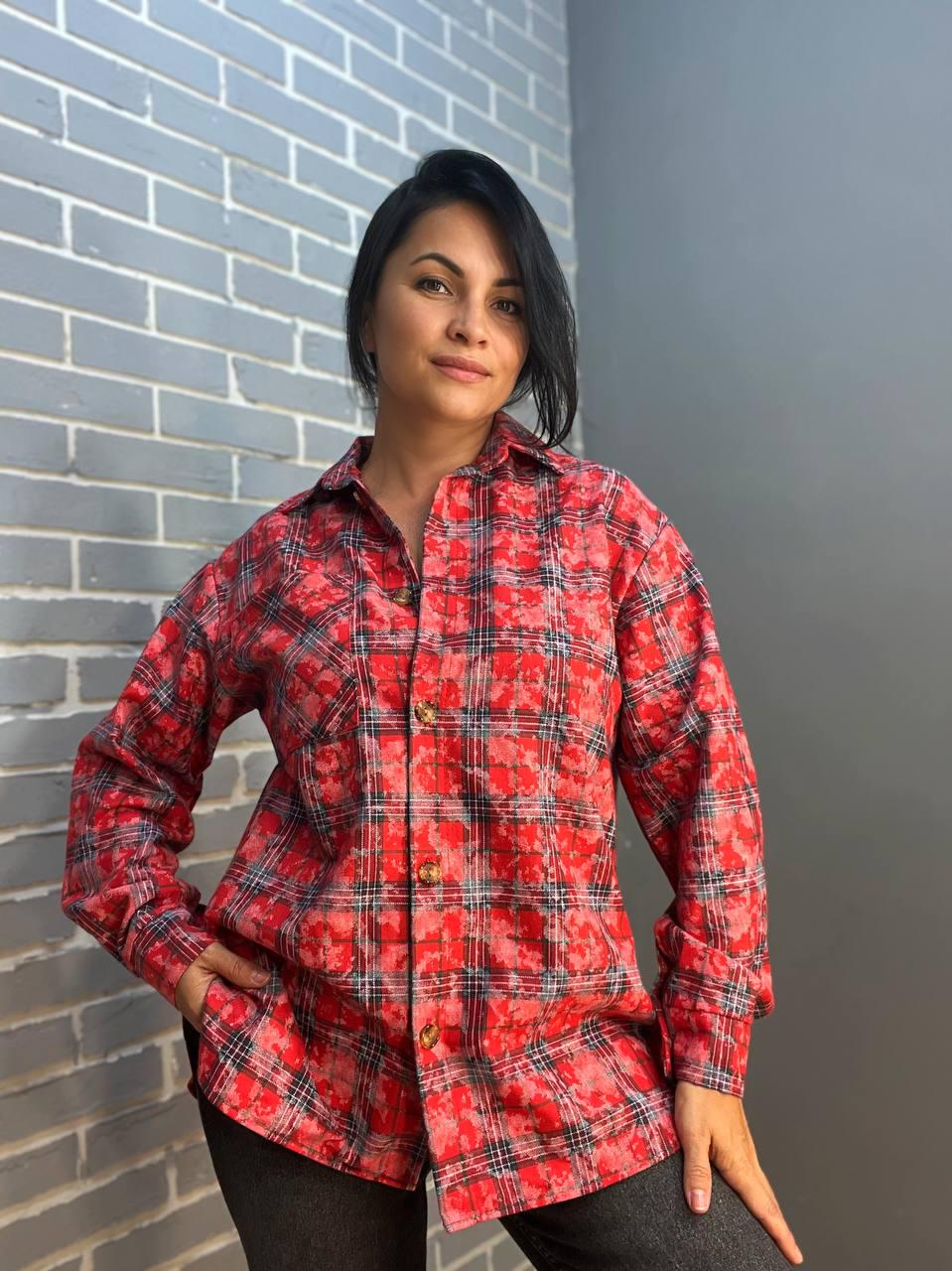 Сорочка жіноча Ariadna 2373 картата оверсайз коттон варка OS Червоний (2584) - фото 6 Сорочка жіноча Ariadna 2373 картата оверсайз коттон варка OS Червоний (2584) - фото 6