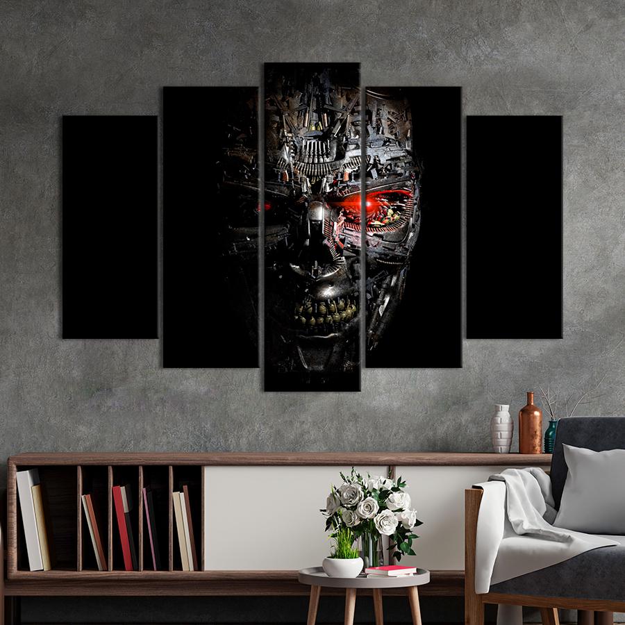 Настенний декор Терминатор Т-1000 на чёрном фоне 187x119 см (A3-5)