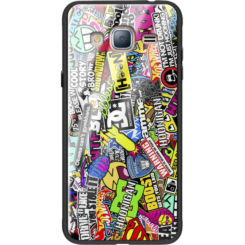 Чохол BoxFace Samsung J320 Galaxy J3 Multicolored Inscriptions Чорний силікон з склом (24962-up880-37742)