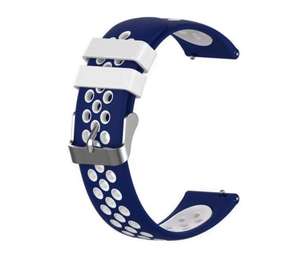 Ремешок силиконовый New Sport для Amazfit Pop 3R/Pop 3S 22 мм Белый с синим (50385)