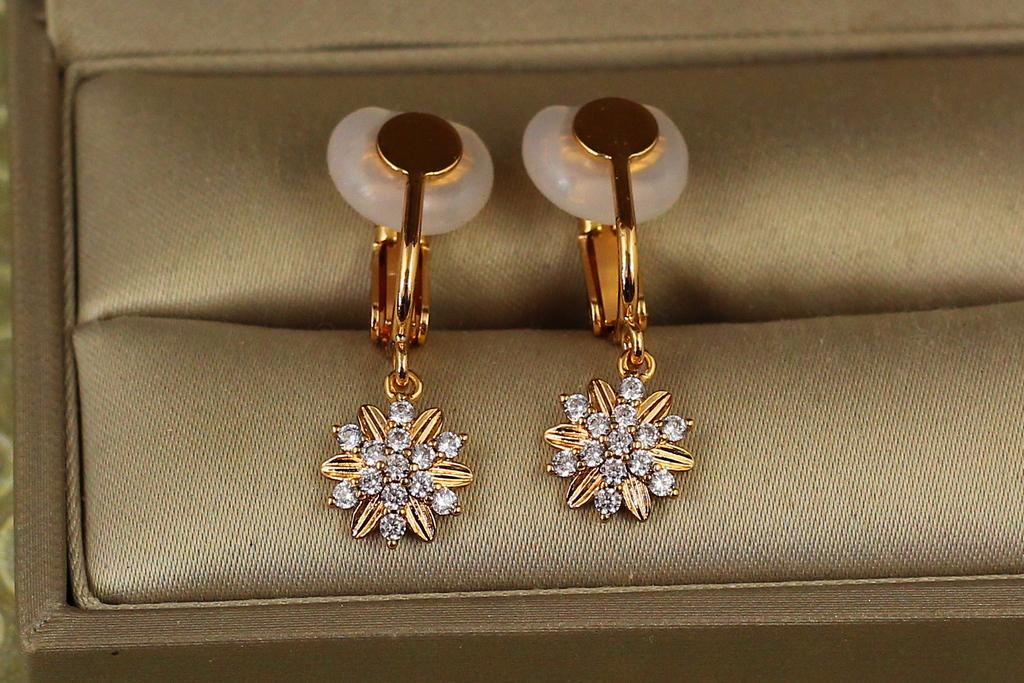 Серьги клипсы Xuping Jewelry снежка 2,7 см Золотистый (27085899)