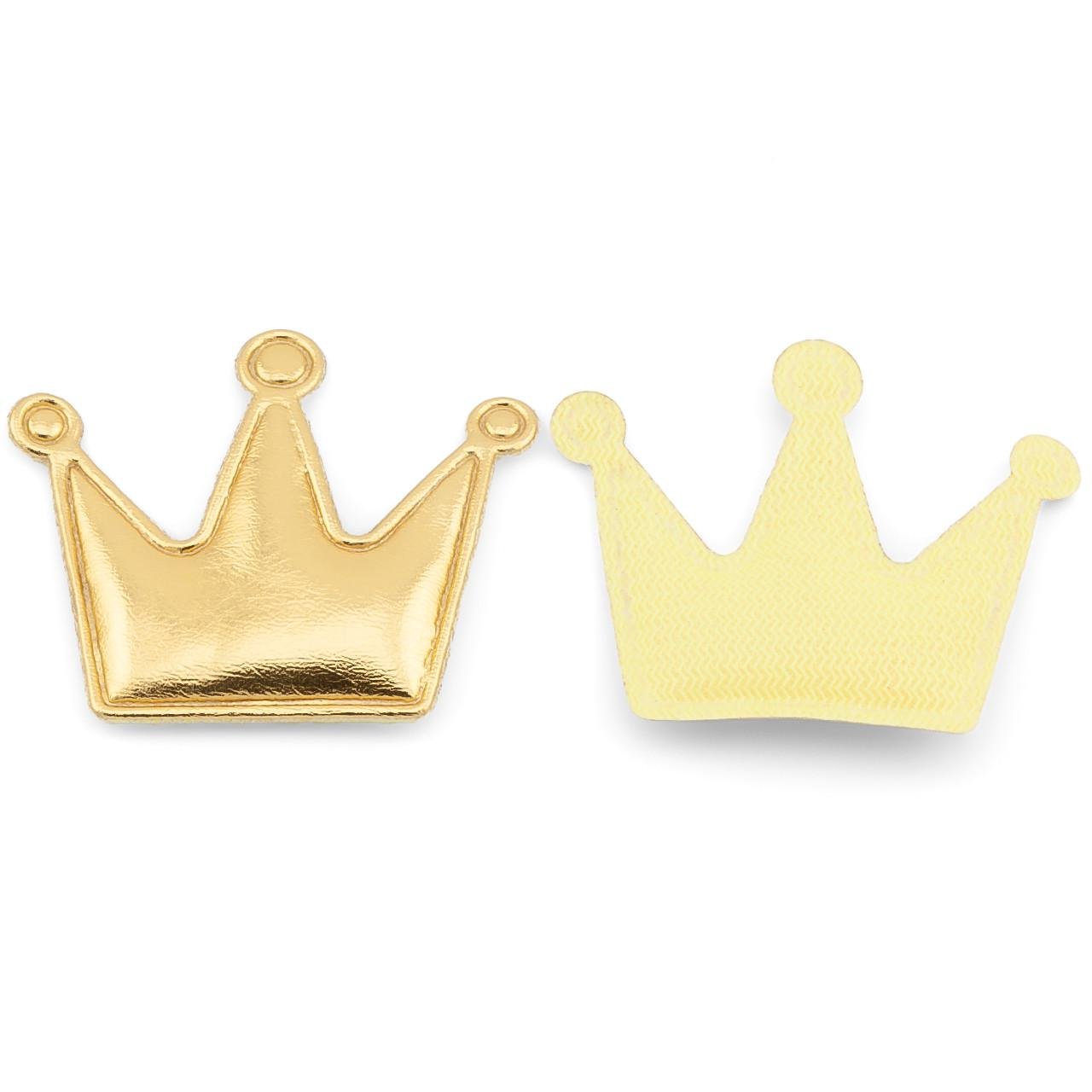 Аплікація пришивна Корона з екошкіри 4,5х3,8 см 2 шт. Золотистий (АН4538к49)