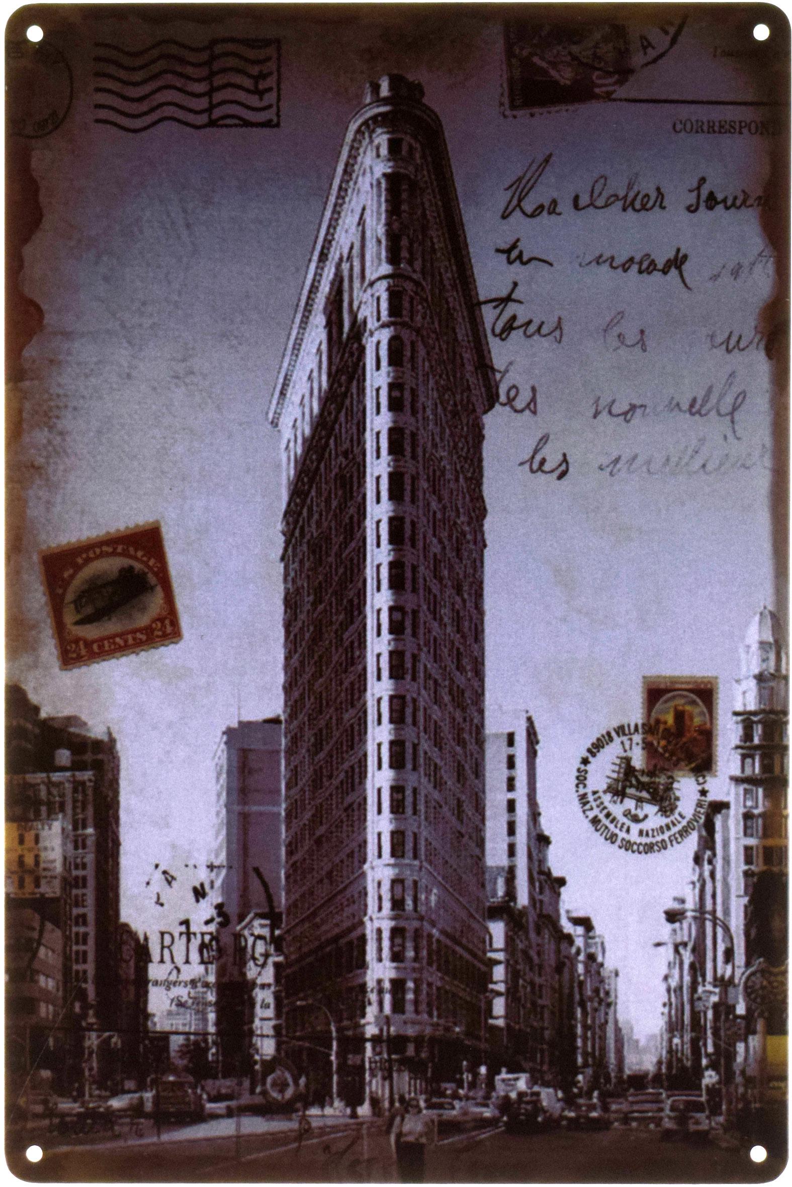 Металлическая табличка Флэтайрон-Билдинг Нью-Йорк/Flatiron Building New-York 20x30 см - фото 1