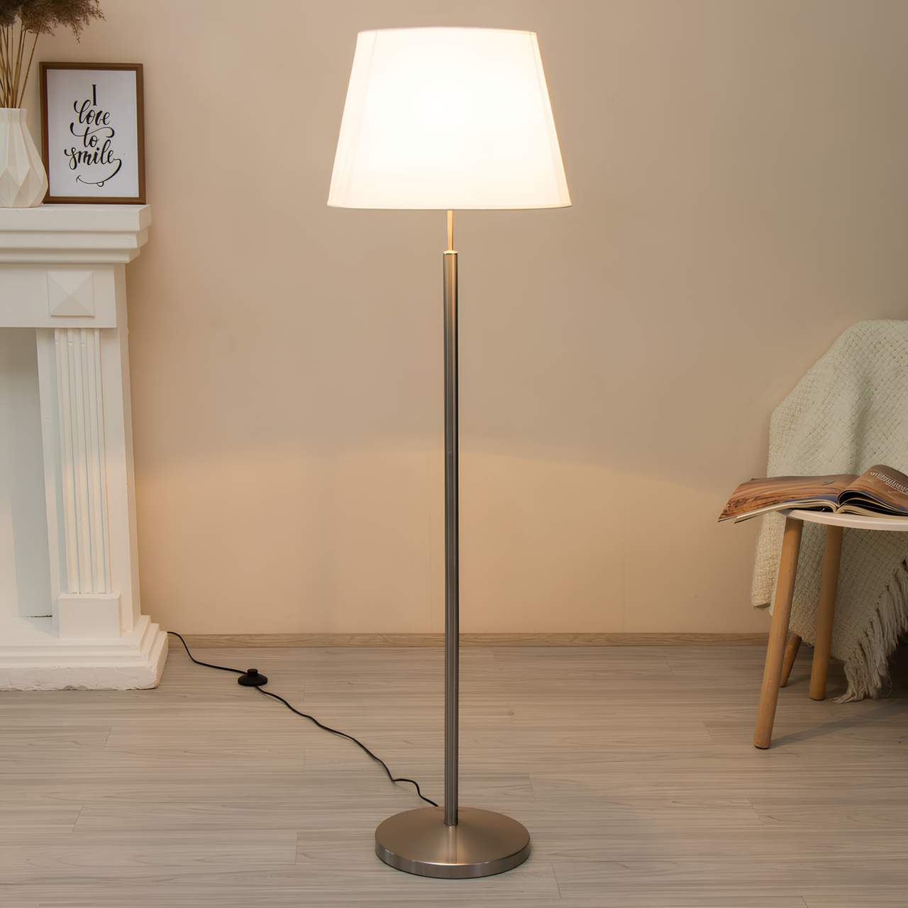 Торшер Svet с плиссированным абажуром под лампу Е27 Сатиновый/Белый (SWT-3510/BASE+SHADE SN) - фото 2 Торшер Svet с плиссированным абажуром под лампу Е27 Сатиновый/Белый (SWT-3510/BASE+SHADE SN) - фото 2