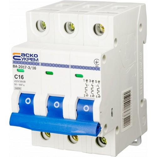 Автоматический выключатель АСКО-УКРЕМ ВА-2017/С 3р 16А
