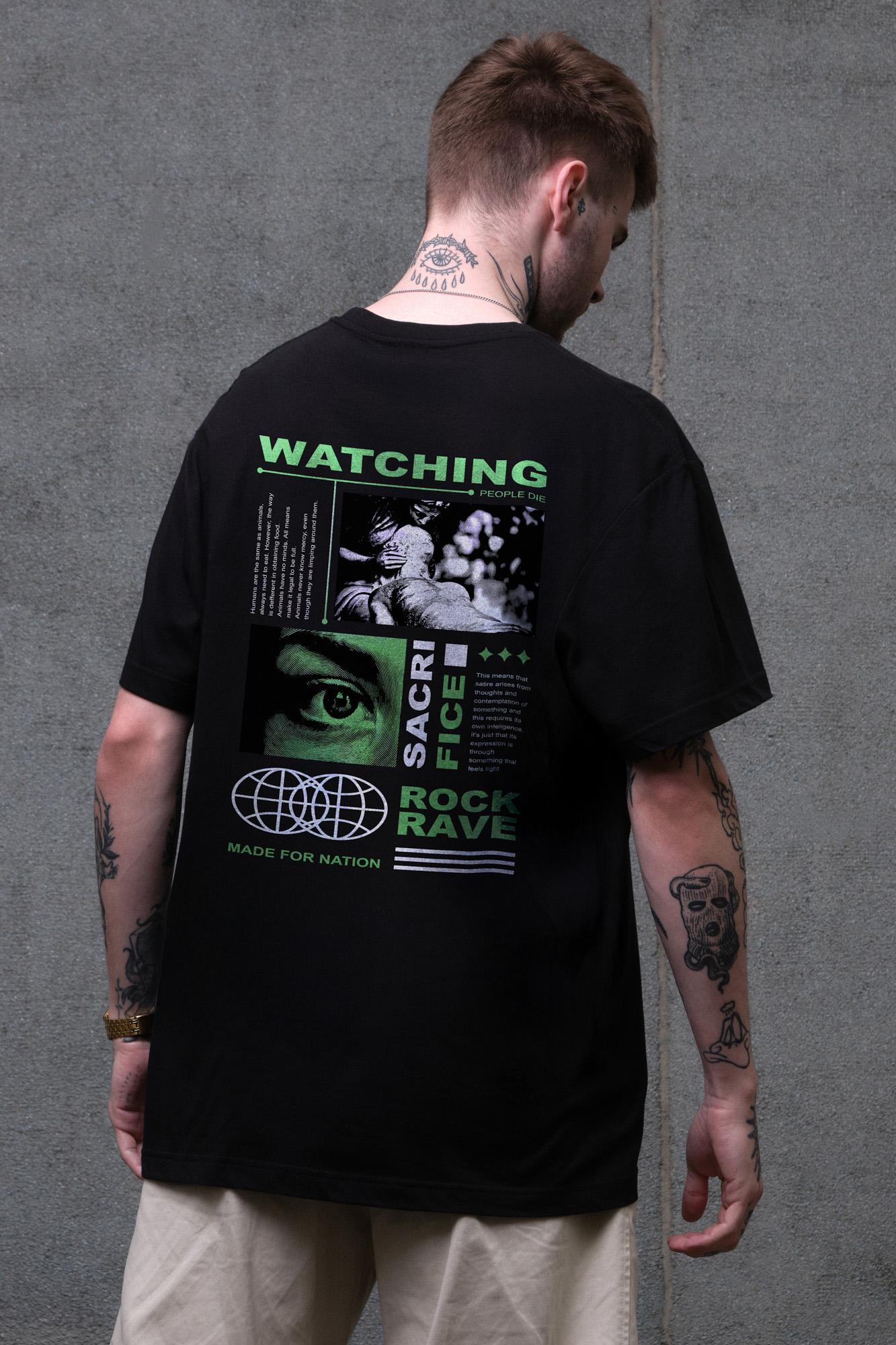 Футболка мужская Without с принтом Watching оверсайз L/XL Black (L8049520)