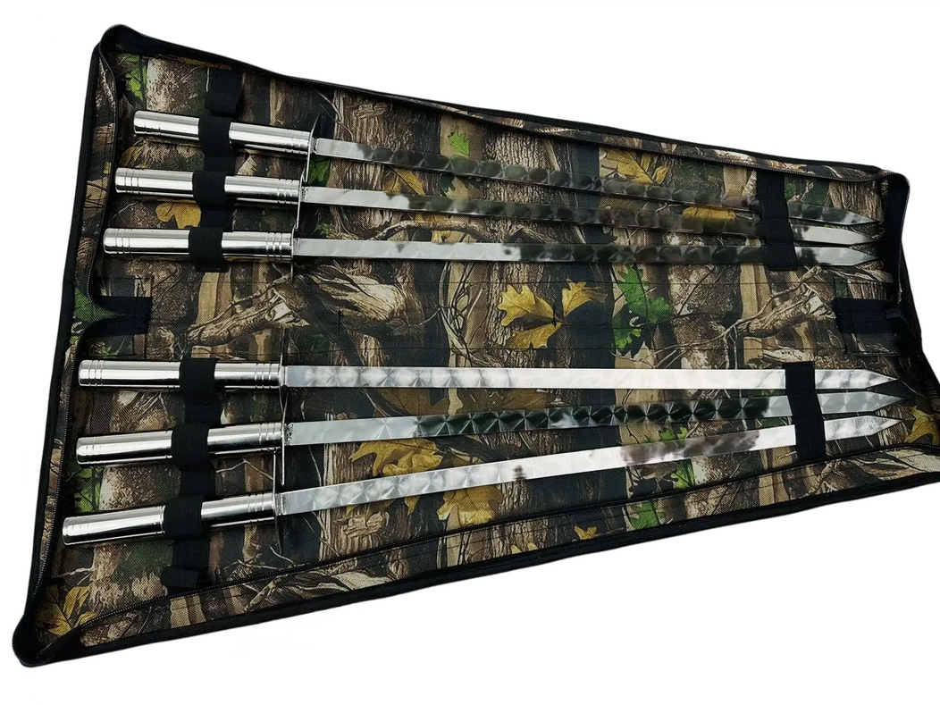 Набор шампуров для люля-кебаб в чехле комбинированный Серебро из нержавеющей стали (2-10-NB-2288)