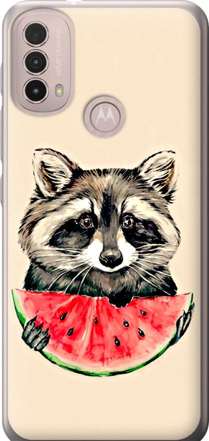 Чехол на Motorola E40 Енотик с арбузом (4605u-2660-42517)