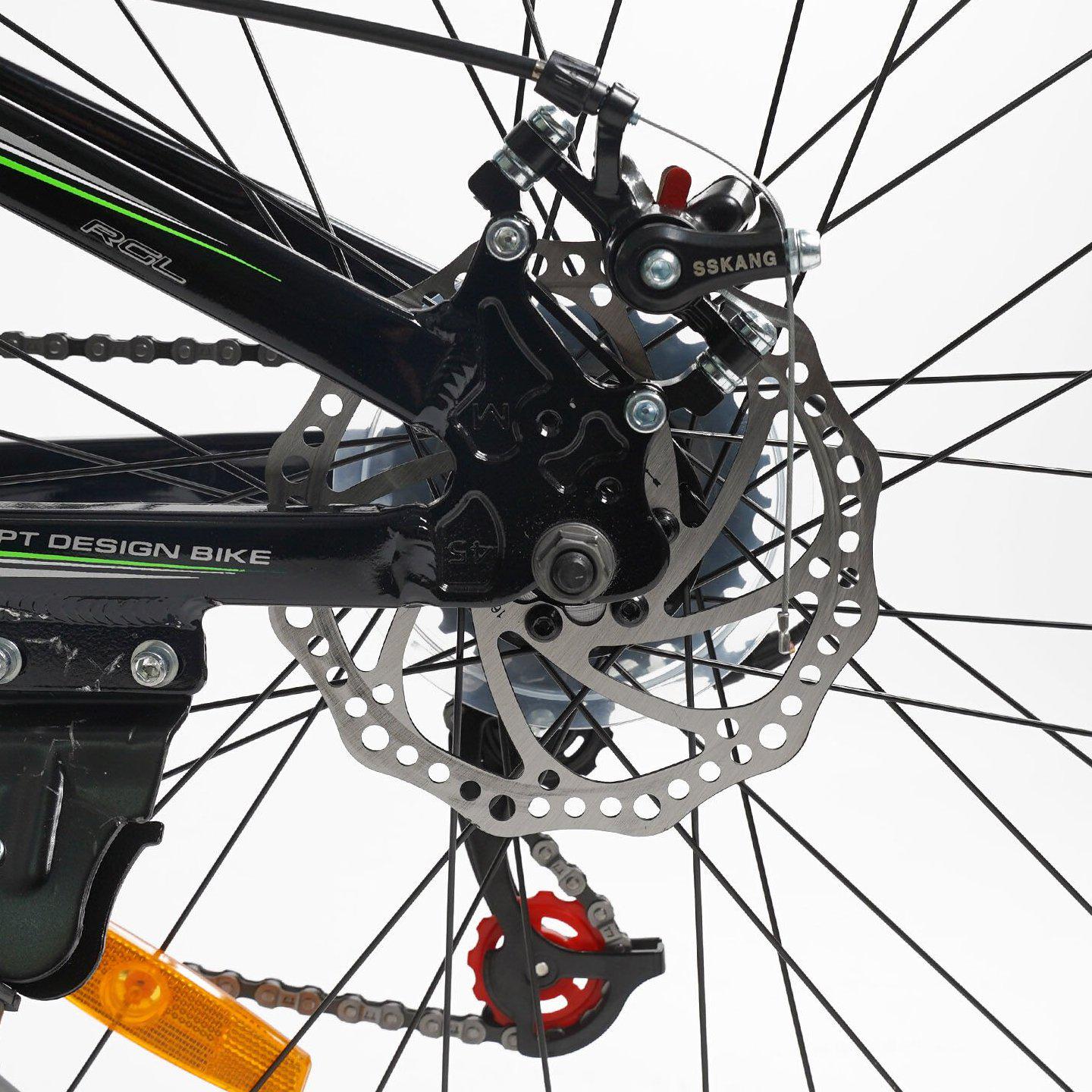 Велосипед горный Corso Fenix 24" подростковый алюминиевый Черно-зеленый - фото 5